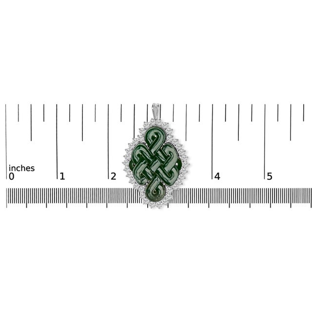 18K White Gold 2.00 Cttw Diamond Halo and Jade Shield Brooch Pin and Pendant (G-H Color, VS1-VS2 Clarity) CHAIN NOT INCLUDED For Sale In New York - Image 6 of 6