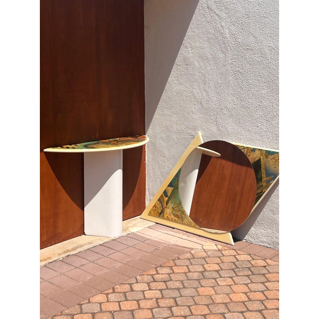 Postmodern A Postmodern Matching Console Vanity And Mirror, Circa 1980 For Sale - Image 3 of 12