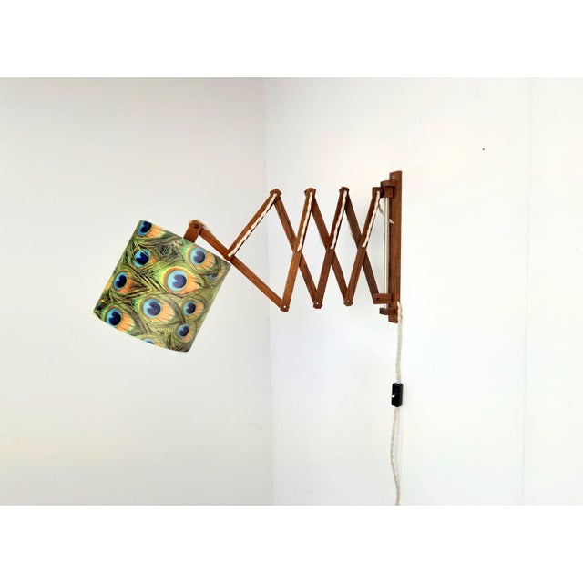 Scandinavian Teak Scissor Wall Lamp, 1950s For Sale - Image 4 of 8
