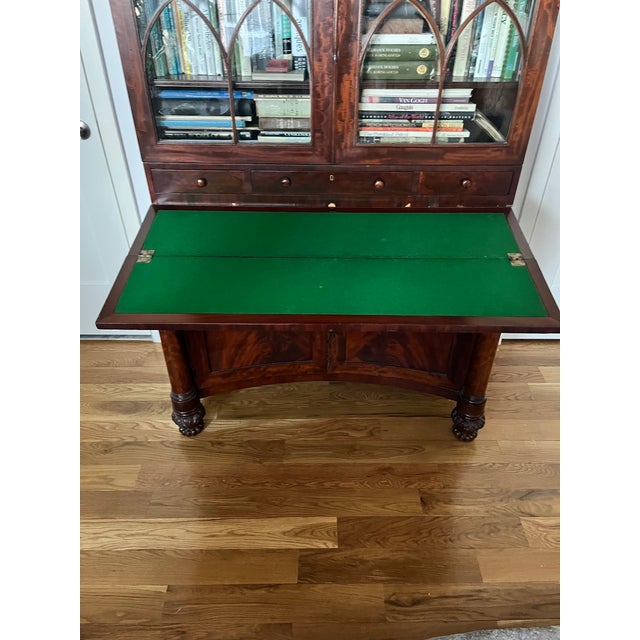 Brown 19th C. Empire Flame Mahogany Secretary Bookcase For Sale - Image 8 of 15