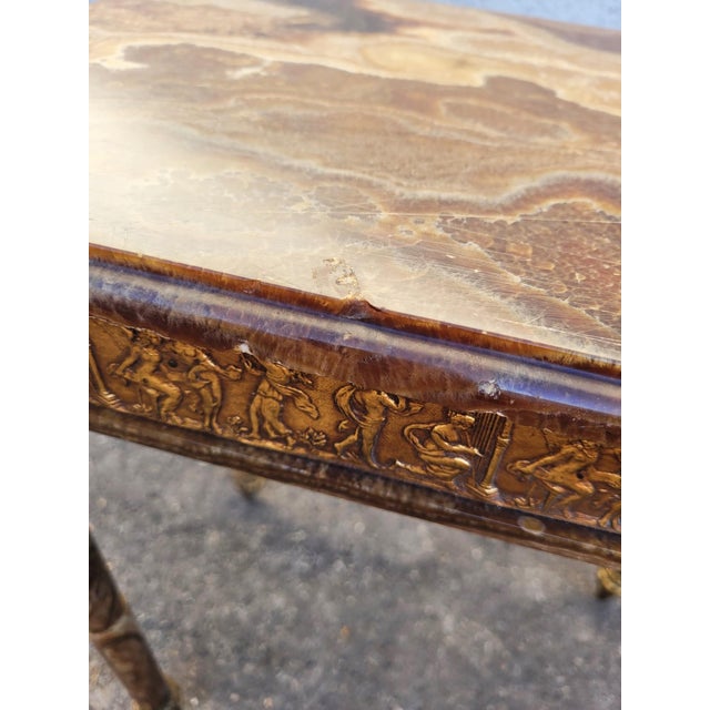 Napoleon III 19th Century Retractable Onyx and Bronze Table For Sale - Image 3 of 18