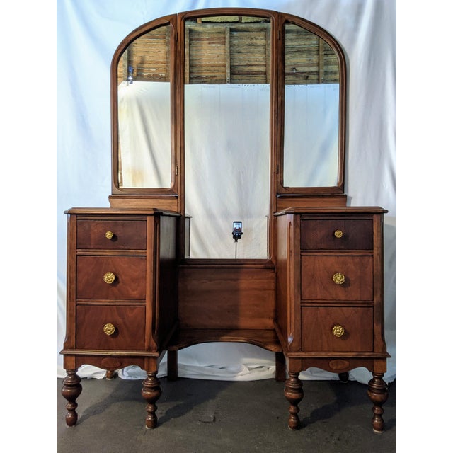 Vintage Vanity With TriFold Mirror Chairish