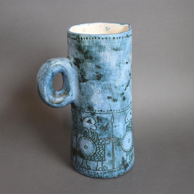 Mid-century ceramic decorative pitcher / vase by jacques blin (circa 19 60s). Created in blin's trademark misty glaze,...