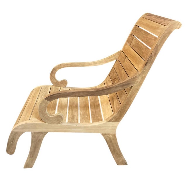 2000 - 2009 Vintage Solid Teak Sculptural Steamer-Style Chaise Lounge Chair For Sale - Image 5 of 12