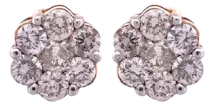 Dazzling 14k Yellow Gold Diamond Stud Earrings, A Pair