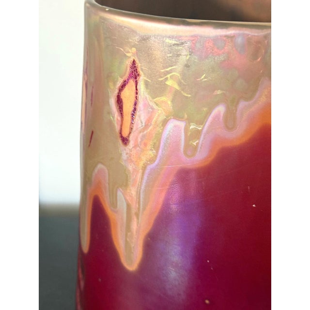Large French Ceramic Vase with Iridescent Glaze by Clement Massier For Sale - Image 11 of 18