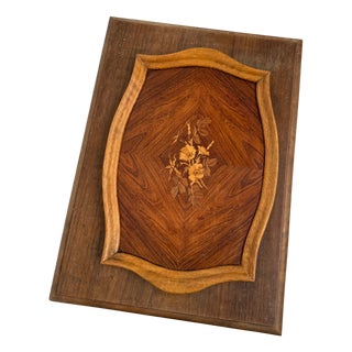 Vintage Marquetry Wooden Serving Tray For Sale