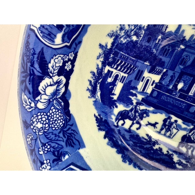 Blue Antique Staffordshire Blue & White Transferware Bowl With Landscape For Sale - Image 8 of 11