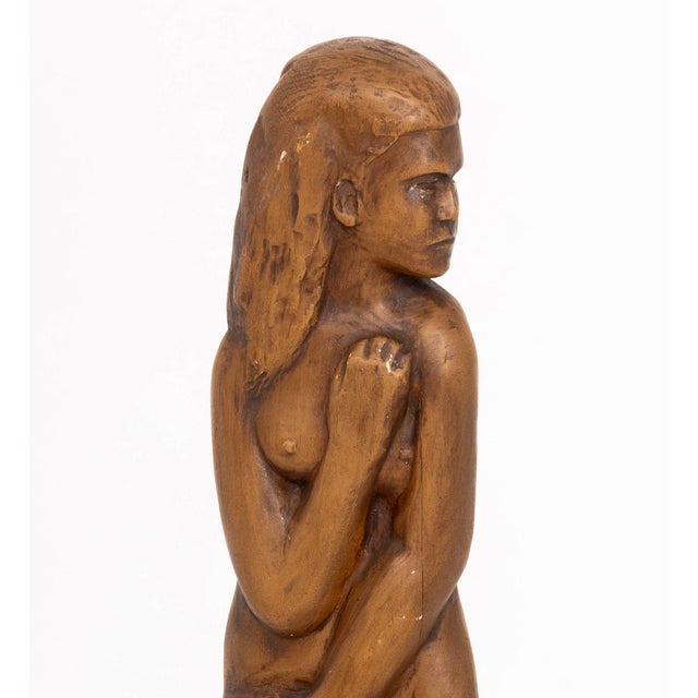 Ben Lassen (American, 1904-1968) Mother and Child Carved Wood Sculpture, signed, mounted on ebonized wood base. Overall:...