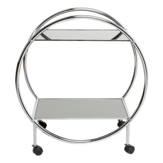 Vintage Art - Eco Revival Glass and Metal Bar Cart by Christofle France Circa 1970s For Sale