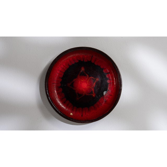 1960s Germany Red Pottery Plate For Sale - Image 4 of 15