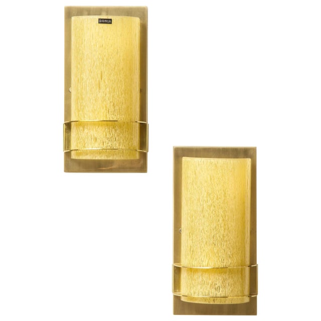 Metal 1960s Amber Glass Sconces by Doria Leutchen - a Pair For Sale - Image 7 of 7