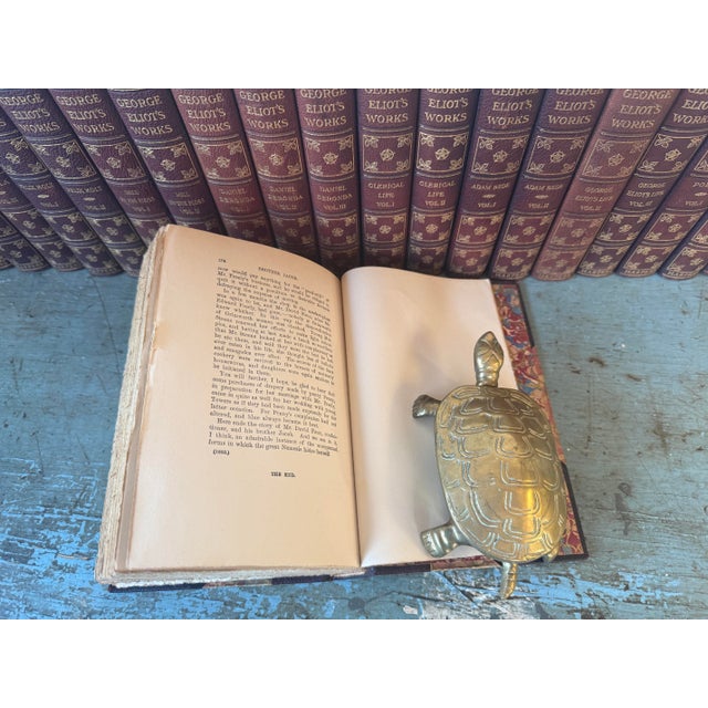 Antique 24 Book Set of 'Complete Works of George Eliot' in Leather-Bound Volumes - By Harper & Brothers For Sale - Image 13 of 15