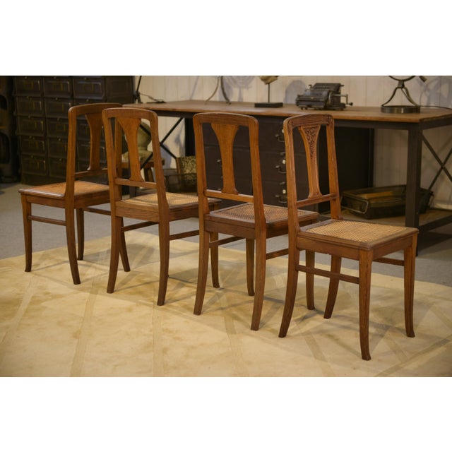 Wood Art Nouveau Oak Chairs, 1910s, Set of 4 For Sale - Image 7 of 10