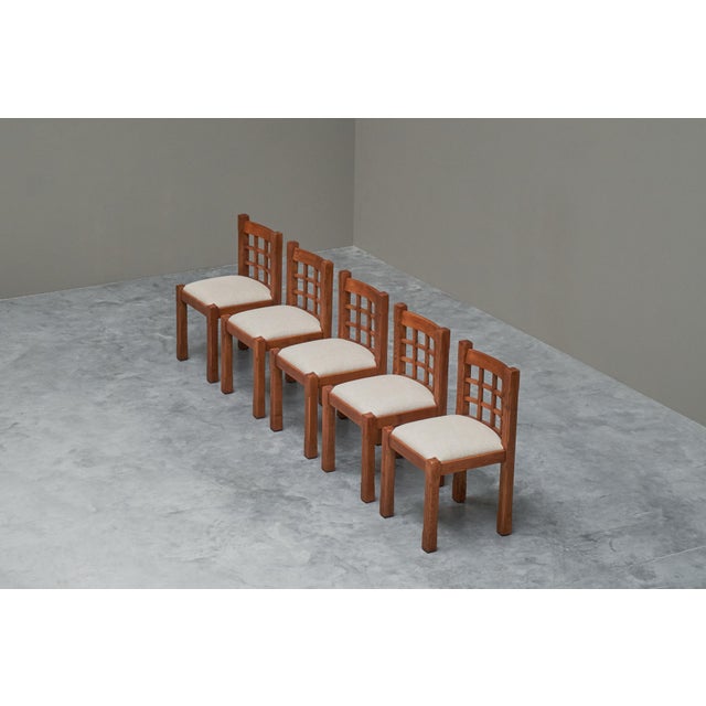 Dining Chairs in Elm in the style of Pierre Chapo, France, 1960s, Set of 5 For Sale - Image 10 of 14