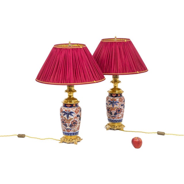 Imari Porcelain & Gilt Bronze Table Lamps, 1880, Set of 2 For Sale - Image 10 of 11