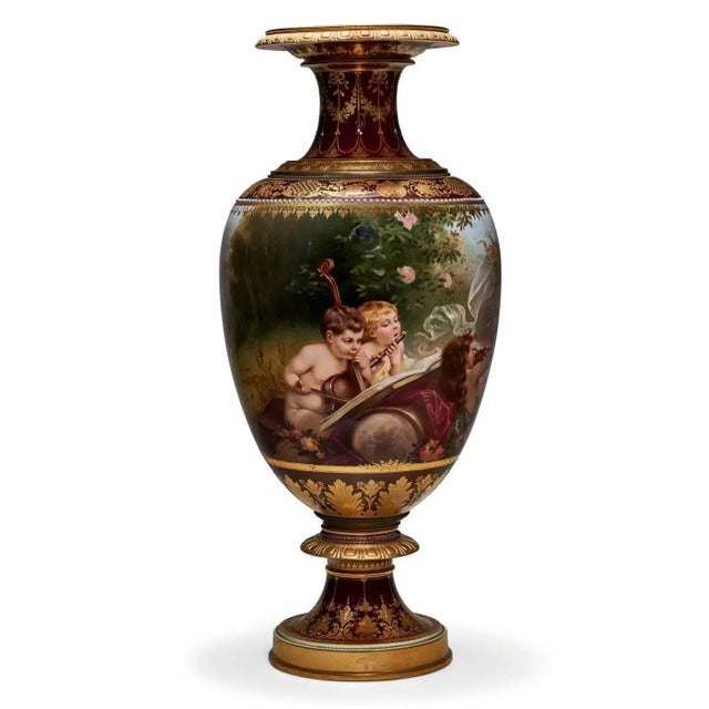 French An Exceptional Berlin KPM Iridescent Jeweled Porcelain Vase "The Spring Dance" For Sale - Image 3 of 8