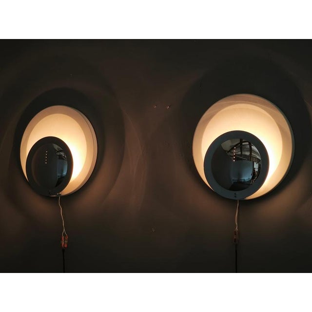 Gold Space Age Italian Chrome and White Wall Lights, 1970s, Set of 2 For Sale - Image 8 of 9