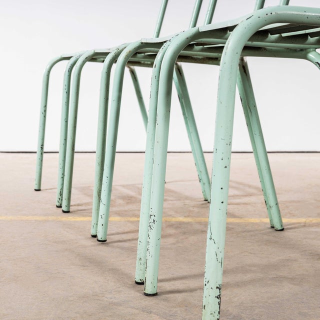 1950s French Metal Stacking Outdoor Chairs, 1950s, Set of 4 For Sale - Image 5 of 12