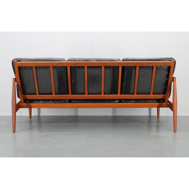 Paper Knife 3-Seater Teak Sofa in Leather by Kai Kristiansen, Denmark, 1960s For Sale - Image 16 of 18