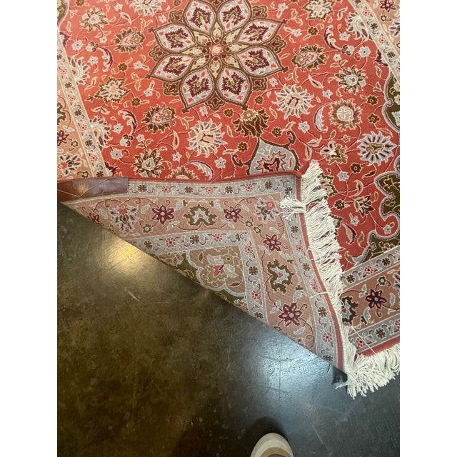 Textile 1990s Handwoven Persian Tabriz Area Rug 3'5" X 4'1" For Sale - Image 7 of 8