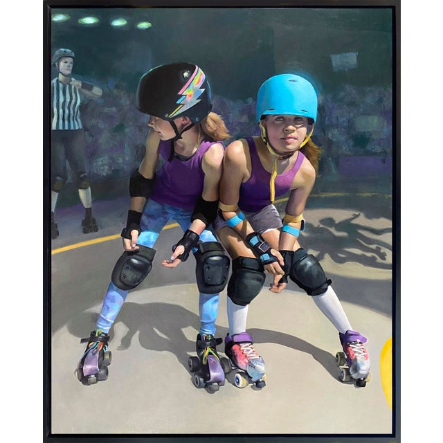 In "If You Want to Go Fast Go Alone," two young roller skaters sit crouched on the rink, exuding a sense of camaraderie...