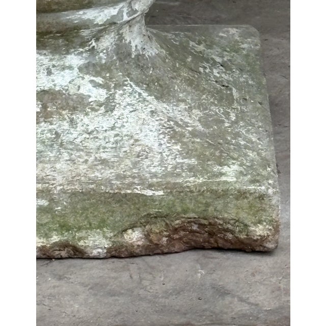 Mid 20th Century Cast Stone Campana Garden Urn With Moss Patina — Mid Century For Sale - Image 5 of 7