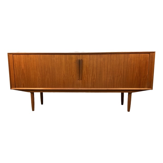 Mid-Century Modern Teak Credenza W/ Tambour Doors For Sale