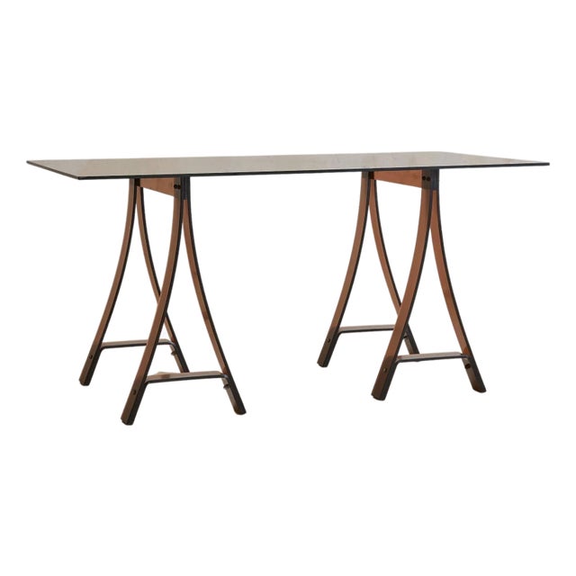 French Plexiglass Desk With Glass Top Attributed to Marcello Gacita + Pierre Tiberi, 1970s For Sale