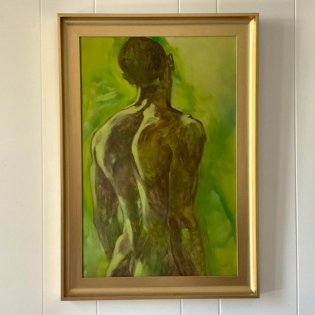 Early 20th Century Vintage Boho Original Painting on Board of Male Nude For Sale - Image 4 of 8