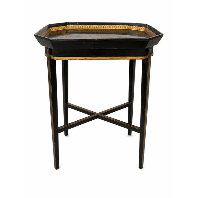 1930s–1940s Vintage Chinoiserie Black & Gilt Tray Table For Sale - Image 18 of 18