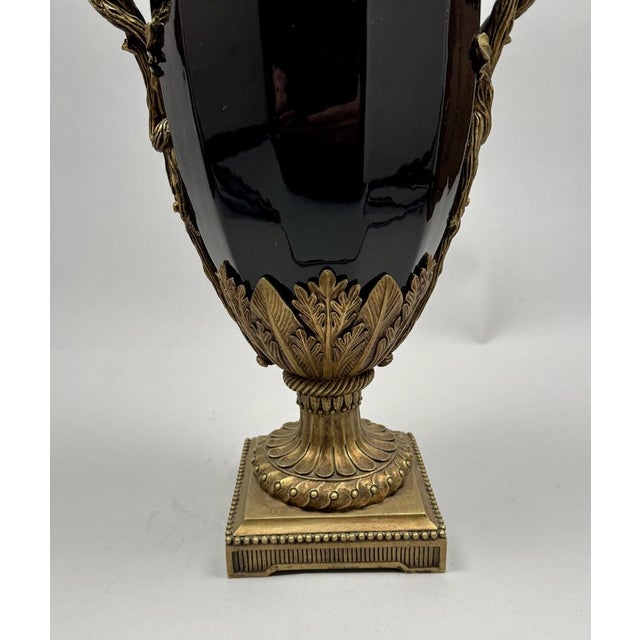 Black Large Black Ceramic and Bronze Vase, 1880 For Sale - Image 8 of 13