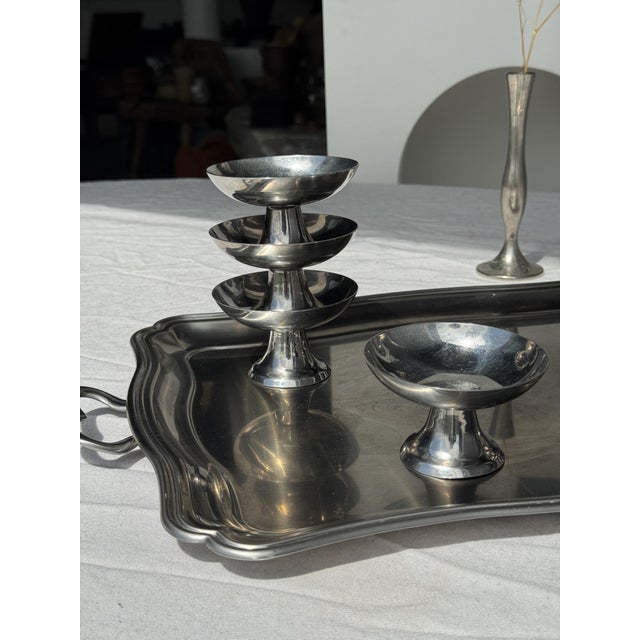 Silver Stainless Steel Serving Tray by Guy Degrenne, 1980s For Sale - Image 14 of 15