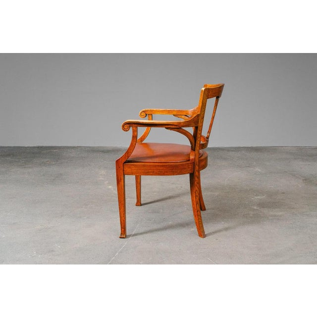 Art Nouveau Oak Armchair For Sale - Image 6 of 18