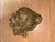 Vintage brass or bronze ashtray or coin tray depicting a male face in profile with a knocker, height 11 cm, height 13 cm,...