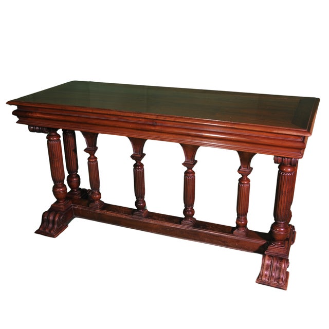 French Renaissance Revival Console Table with Turned Columns, 1890 For Sale - Image 10 of 11