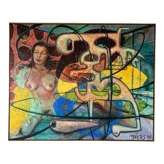 Walter Myers Large-Scale Figurative Oil on Canvas, “Postcard From Florida”, Signed and Dated 2007 For Sale