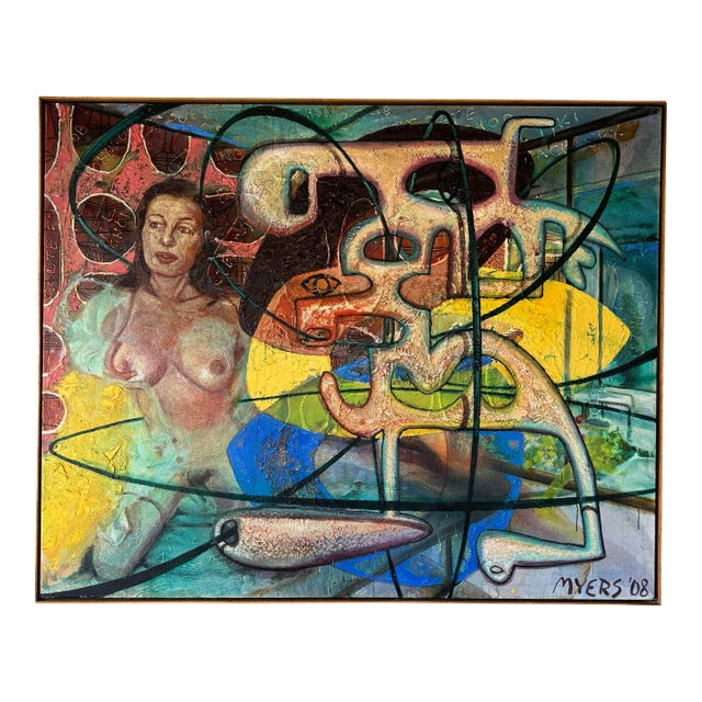 Walter Myers Large-Scale Figurative Oil on Canvas, “Postcard From Florida”, Signed and Dated 2007 For Sale