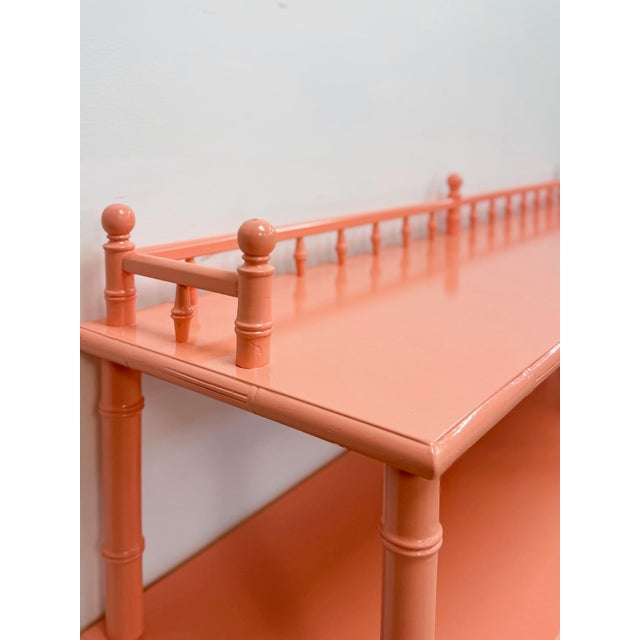 Vintage Console Table Thomasville Allegro Style Pink Faux Bamboo Hollywood Regency For Sale - Image 10 of 14