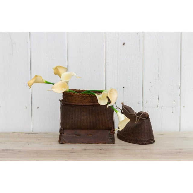 Brown Vintage Rustic Finely Woven Thai Basket For Sale - Image 8 of 9