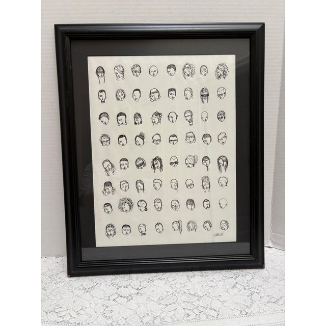 Vintage Artisan Ink Sketch of Many Artist Faces Entitled “Artist Seen” For Sale In Sacramento - Image 6 of 10