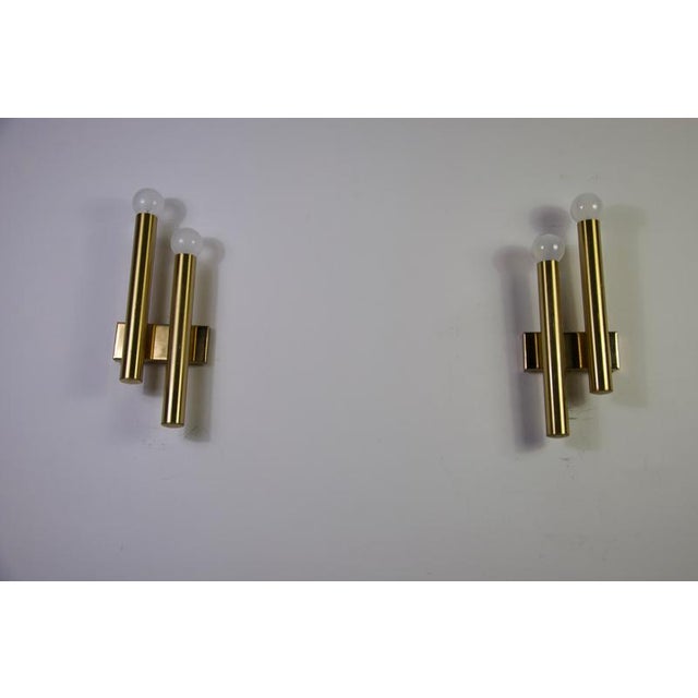 Metal Brass Wall Lamps attributed to Sciolari, Italy, 1960s, Set of 2 For Sale - Image 7 of 13
