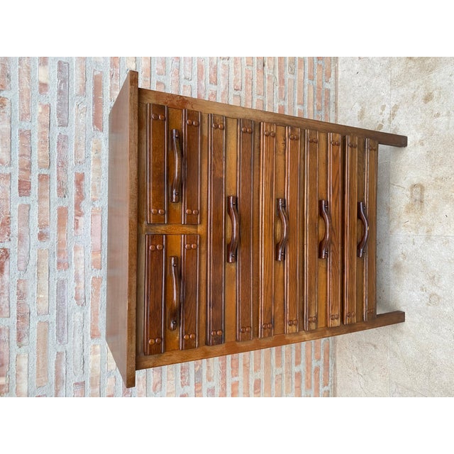 20th Century Spanish Tuscan Sifonier with Six Drawers in Carved Pine, 1950s For Sale - Image 17 of 18