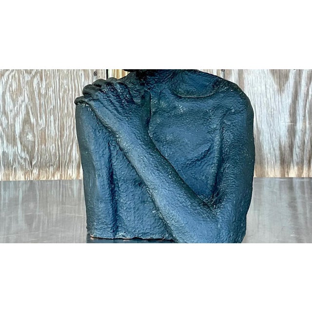 Vintage Boho Original Terracotta Sculpture of Man For Sale - Image 12 of 12