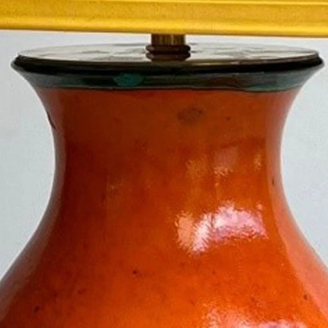 1970s Fat Lava Green Brown Orange Ceramic Table Lamp, West Germany, 1970 For Sale - Image 5 of 18