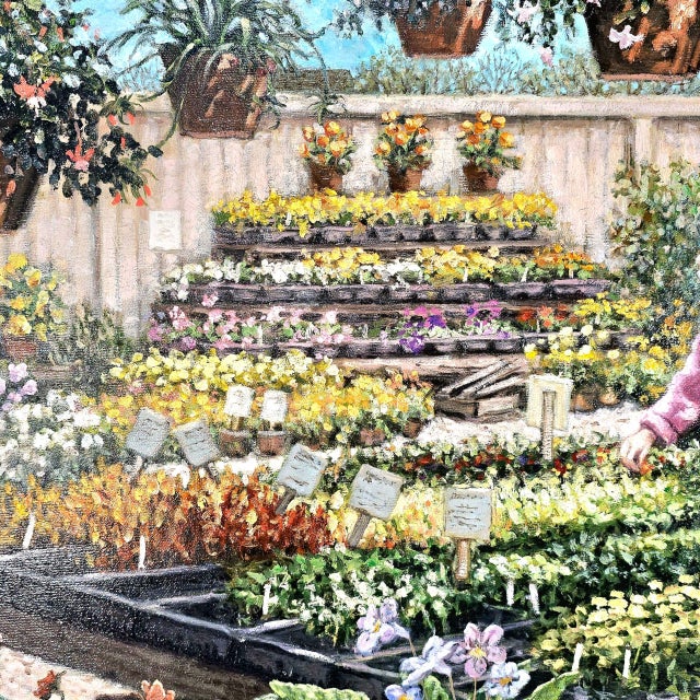 Janet Kruskamp Original Oil Painting Framed Signed Garden Scene 35" For Sale - Image 10 of 16