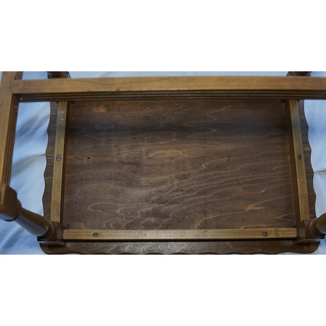 Brown Tea for Two - Walnut Tea Table With Tray, Vintage Traditional American For Sale - Image 8 of 12