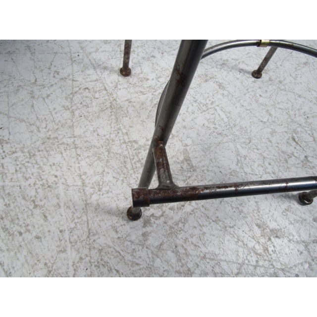 1970 Midcentury Leather and Iron Bar Stool For Sale - Image 4 of 4