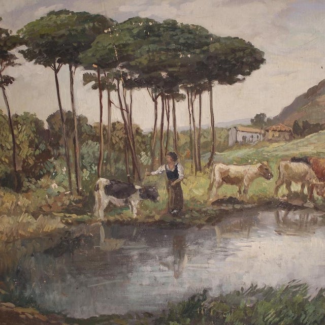 Giron, Bucolic Landscape, 20th Century, Oil Painting on Canvas For Sale - Image 15 of 16