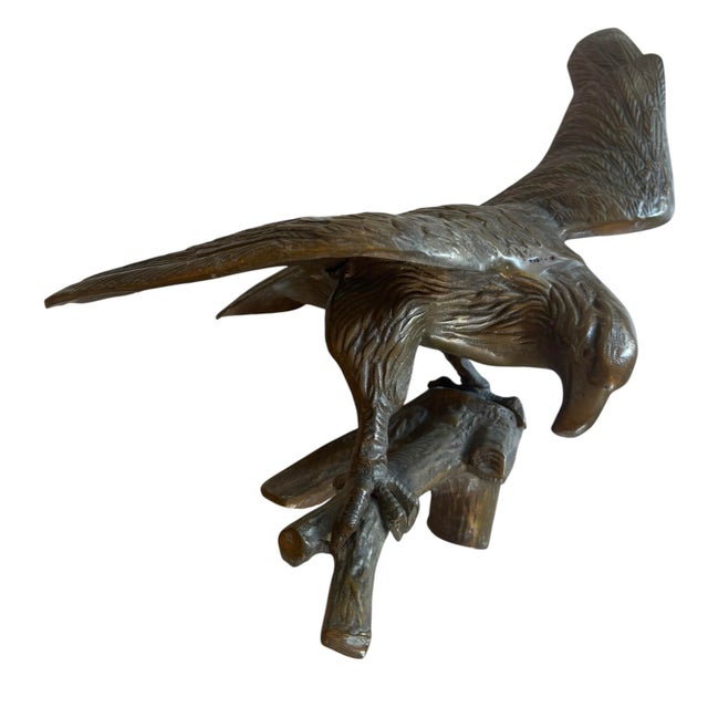 Antique Solid Brass Eagle Statue For Sale - Image 4 of 9